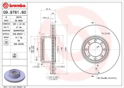 Stabdžių diskas BREMBO 09.9761.60 kaina