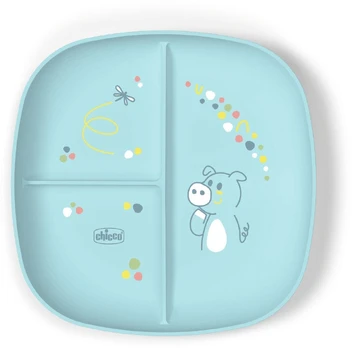 Lėkštutė Chicco Portioned, 1 m., plastikas, mėlyna