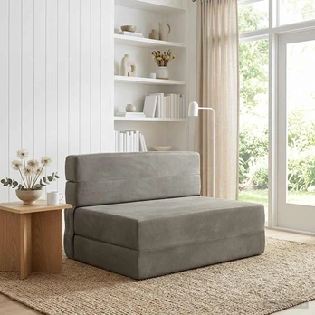 Sulankstomas Sofas-Lova Šviesiai pilka 190 x 100 x 15 cm