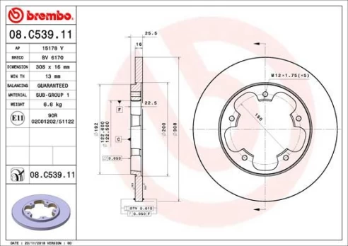 BREMBO 08.C539.11 Brake Disc