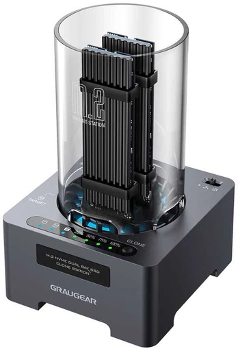GRAUGEAR DM.2 Klone Station M.2 NVMe SSD mit Lüfter 20Gbit