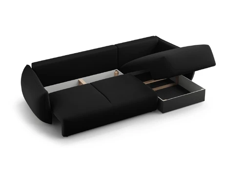 Velvet Left Corner Sofa With Bed Function And Box, "Matera", 4 Seats, 253x173x86 Made in Europe