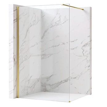 Dušo Sienelė Rea Flexi Transparent 130 Brushed Gold 120X130X195CM