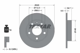 TEXTAR 92106203 Brake Disc kaina
