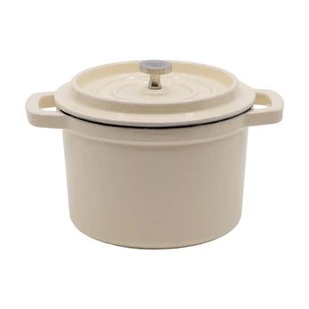 Emaliuotas ketaus mini puodas, baltas, 0,65 l.