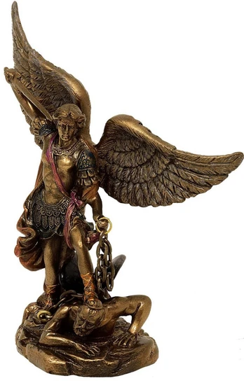 Arkangelo Mykolo išraiškinga statulėlė, auksinė, 13 cm, polirezinas