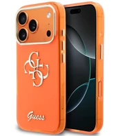 Dėklas Guess IML 4G Script Metal Logo Case for iPhone 17 Pro Oranžinis