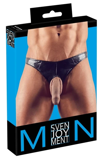 Svenjoyment vyriški stringai su PU danga, juodi, M