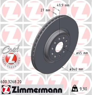 Stabdžių diskas ZIMMERMANN 600.3268.20