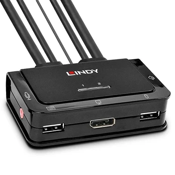 Lindy 2 Port DisplayPort 1.2, USB 2.0 KVM Switch mit Audio