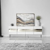 TV staliukas Kalune Design Leon, baltas/sidabro, 180 cm x 35 cm x 59 cm kaina