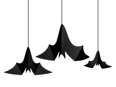 PartyDeco Hanging decoration Bats, juodas (1 pkt / 3 pc.)
