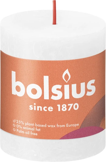 Žvakė, cilindrinė Bolsius Rustic Cloudy White, 35 h, Balta