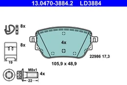 ATE 13.0470-3884.2 Brake pad set