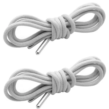 Elastiniai apvalūs batraiščiai 3 mm 70 cm su metaliniais antgaliais, balti