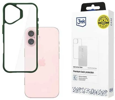 3MK SatinArmor+ Case iPhone 16 6.1" žalia/žalias Military Grade