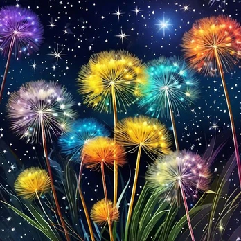 Diamond Painting kit "Starry Dandelions" 30x30 cm WD3209