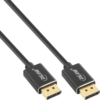 Kabelis InLine® DisplayPort 1.4 cable, slim, 8K4K, juodas, auksinis, 0.5m