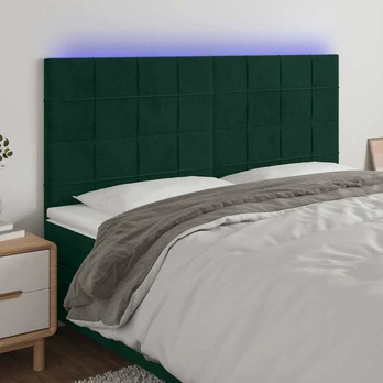 Galvūgalis su LED, tamsiai žalias, 180x5x118/128cm, aksomas