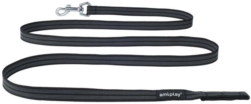 Pavadėlis Amiplay Rubber, juodas, 2m x 2cm