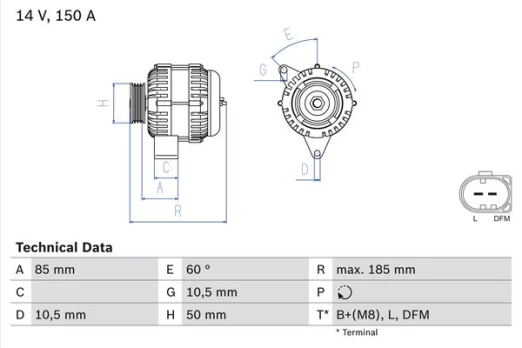 BOSCH 0 986 047 550 Alternator