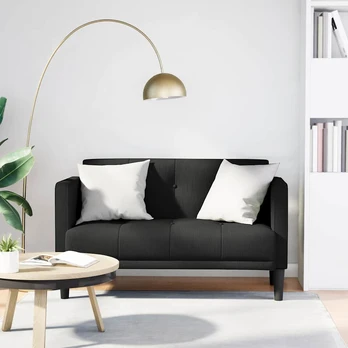 Dvivietė sofa, juoda, 111 cm, audinys