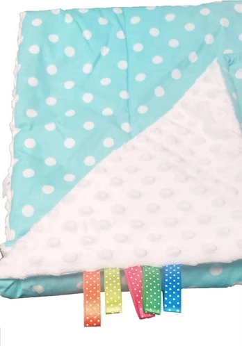 Antklodė / antklodė- MINKY WHITE + DOTS TURKUS - dydis 75x100 ****