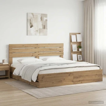 Lova Bed Frame with Storage and Headboard Artisan Oak 180 x 200 cm