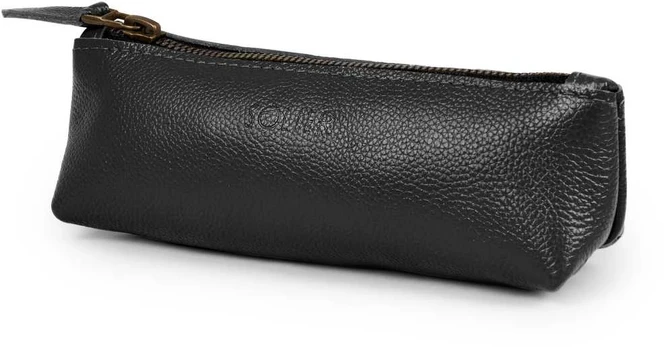 Leather pencil case Solier SA51 black