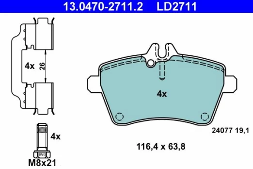 ATE 13.0470-2711.2 Brake pad set
