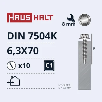 Savisriegis Haushalt, 6.3 mm x 70 mm, 10 vnt.