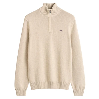 Megztinis vyrams, Smėlio, Cotton Knit Half-Zip Sweater