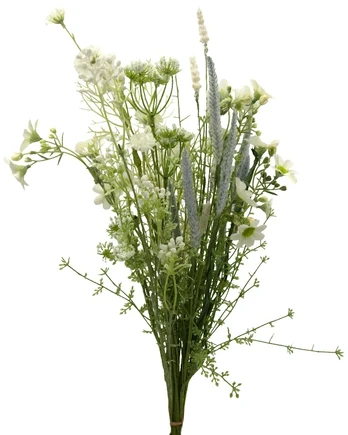 Dirbtinių baltų lauko gėlių puokštė, 58 cm