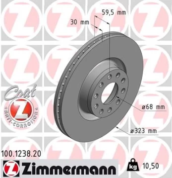 Stabdžių diskas ZIMMERMANN 100.1238.20
