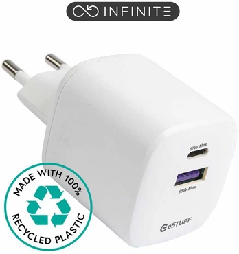 eSTUFF INFINITE USB-C Charger EU PD 67W GaN. 1x USB-C - 1 X