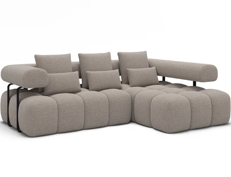 Kampinė sofa Levvi, smėlio, 184 x 260 cm x 102 cm