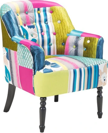 Fotelis Beliani Fotel patchwork mėlyna MANDAL