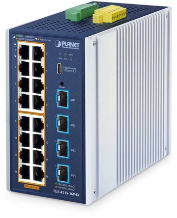 Planet Technology Corp Planet Industrial L2+ 16-Port Managed Switch IGS-4215-16P4X