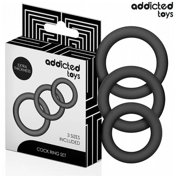Addicted Toys Silicone Support Ring Set Model 1 - 3 Sizes, Black