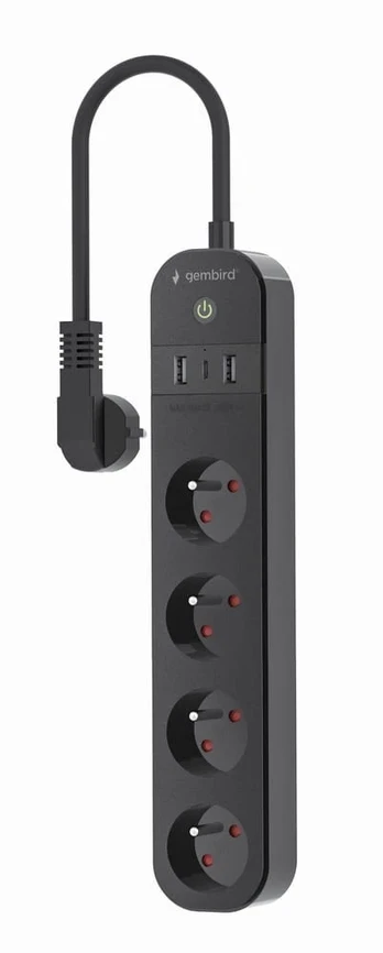 Gembird Smart power strip Tuya 4xFR 2xUSB-A 1xUSB-C bl