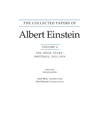 Collected Papers of Albert Einstein, Volume 4 (English)