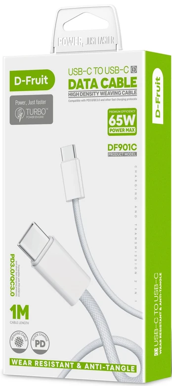 D-Fruit cable USB-C - USB-C 1m, white (DF901C) | 50471