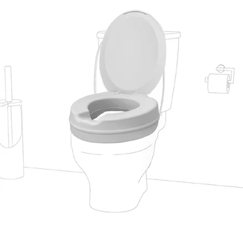 Minkštas tualeto paaukštinimas su dangčiu, aukštis 14 cm