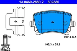 ATE 13.0460-2880.2 Brake pad set