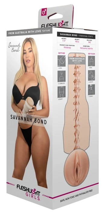 Fleshlight Savannah Bond Signature realistinis masturbatorius, 25 cm