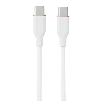 Silikoninis kabelis USB Type-C - Type-C, 100W (baltas, 2m)