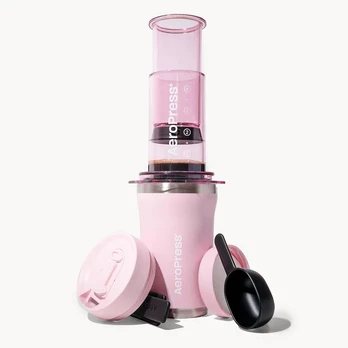 Aeropress Go Plus Coffee Maker with Pink Thermal Mug 475 ml