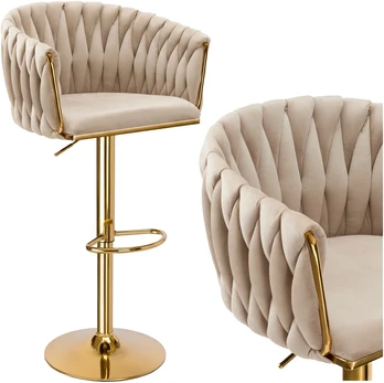 Bipohome 'Cofton Gold beige Velvet bar hocker