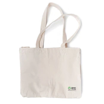 Green Whale Reusable Canvas Shopping Bag