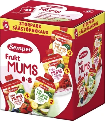 Vaisinių tyrelių rinkinys SEMPER MUMS RTE, 6mėn., 8x110 g